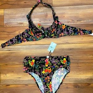 Pour Moi Black Floral Swimsuit